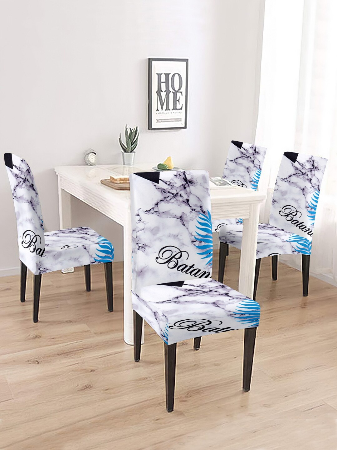 

Cortina White & Blue 4 Pcs Abstract Printed Super Stretchable Chair Covers