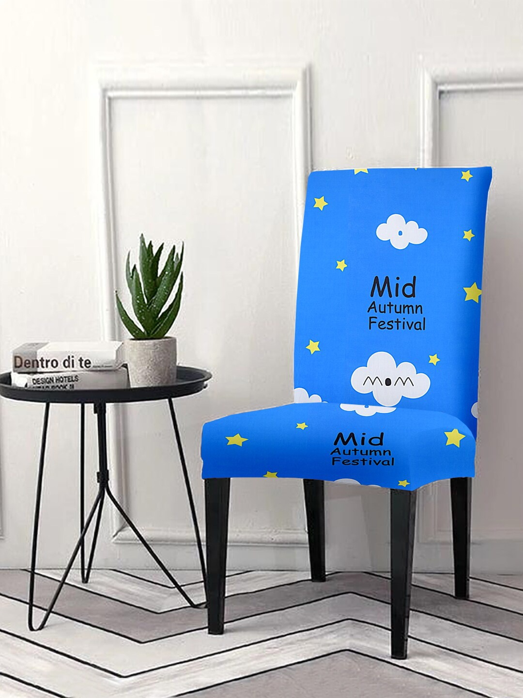 

Cortina Blue & White Conversational Printed Super Stretchable Chair Cover