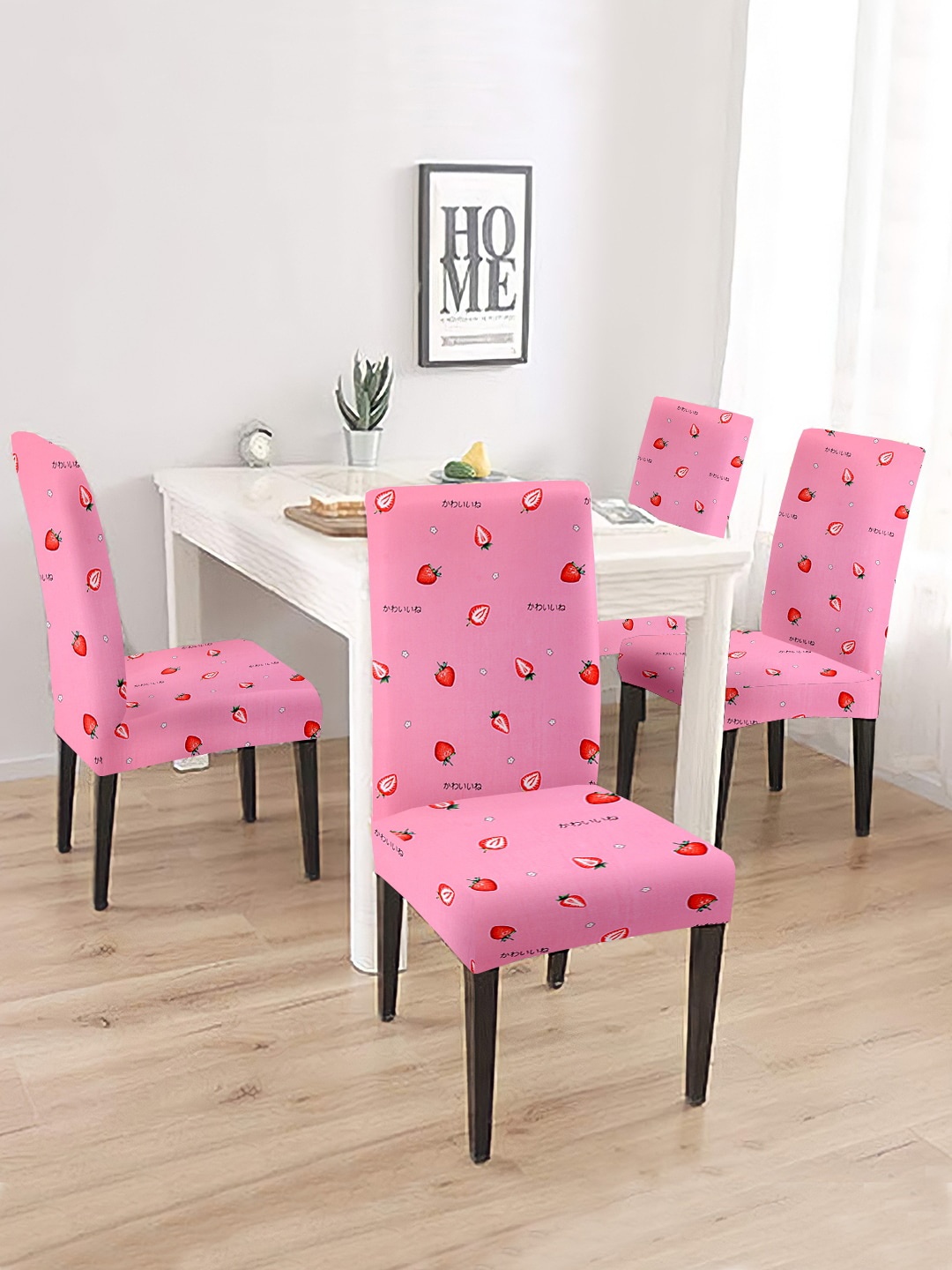 

Cortina Pink & Red 4 Pcs Conversational Printed Super Stretchable Chair Covers