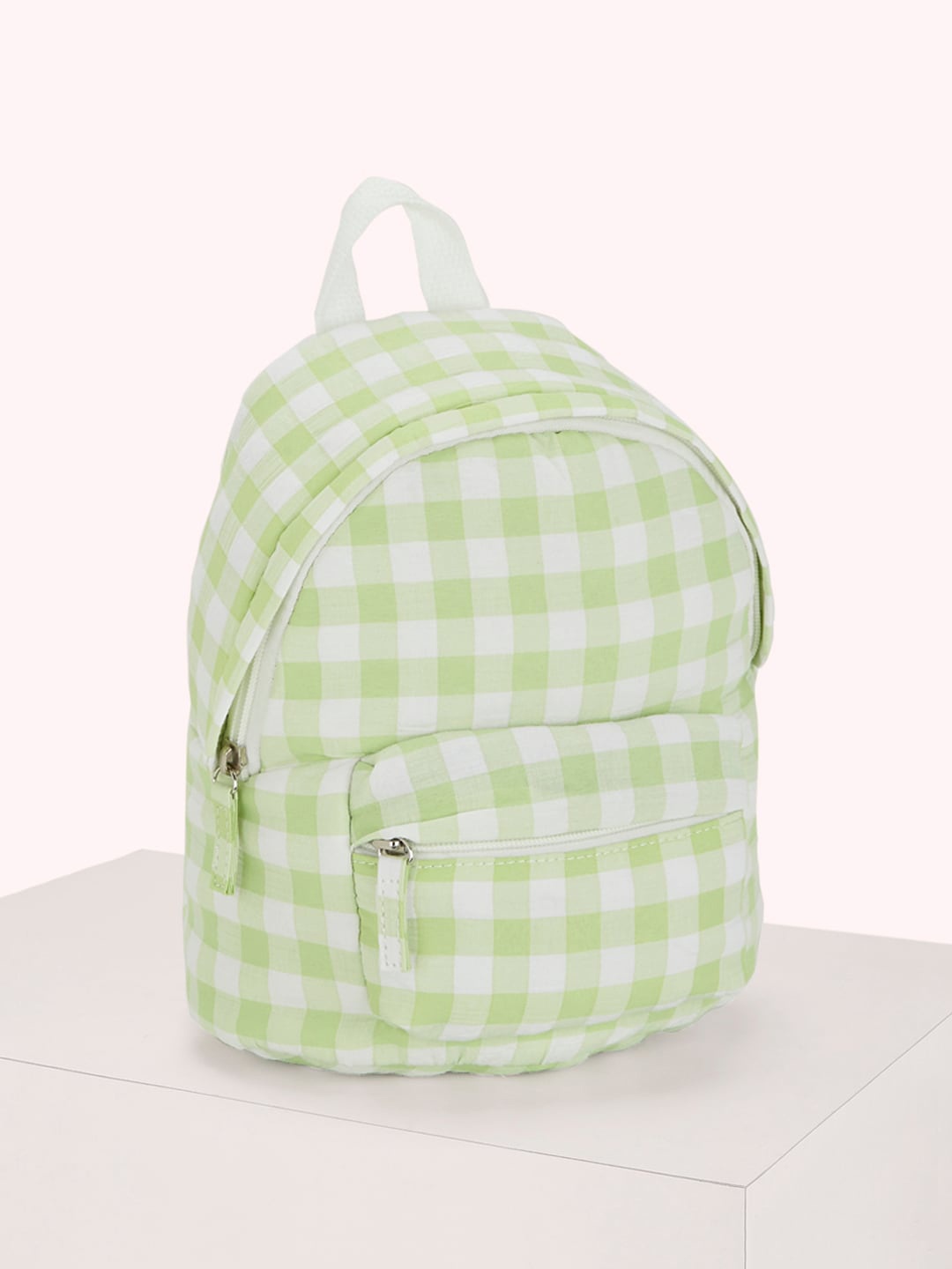 

Forever Glam by Pantaloons Checked Printed Non-Padded Shoulder Straps Cotton Backpack, Green