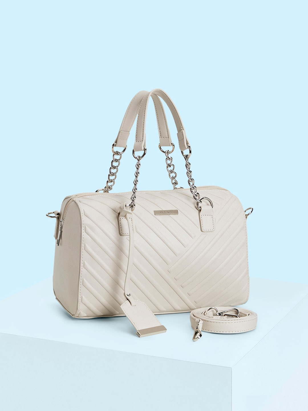 

Forever Glam by Pantaloons Quilted Structured Handheld Bag, Off white