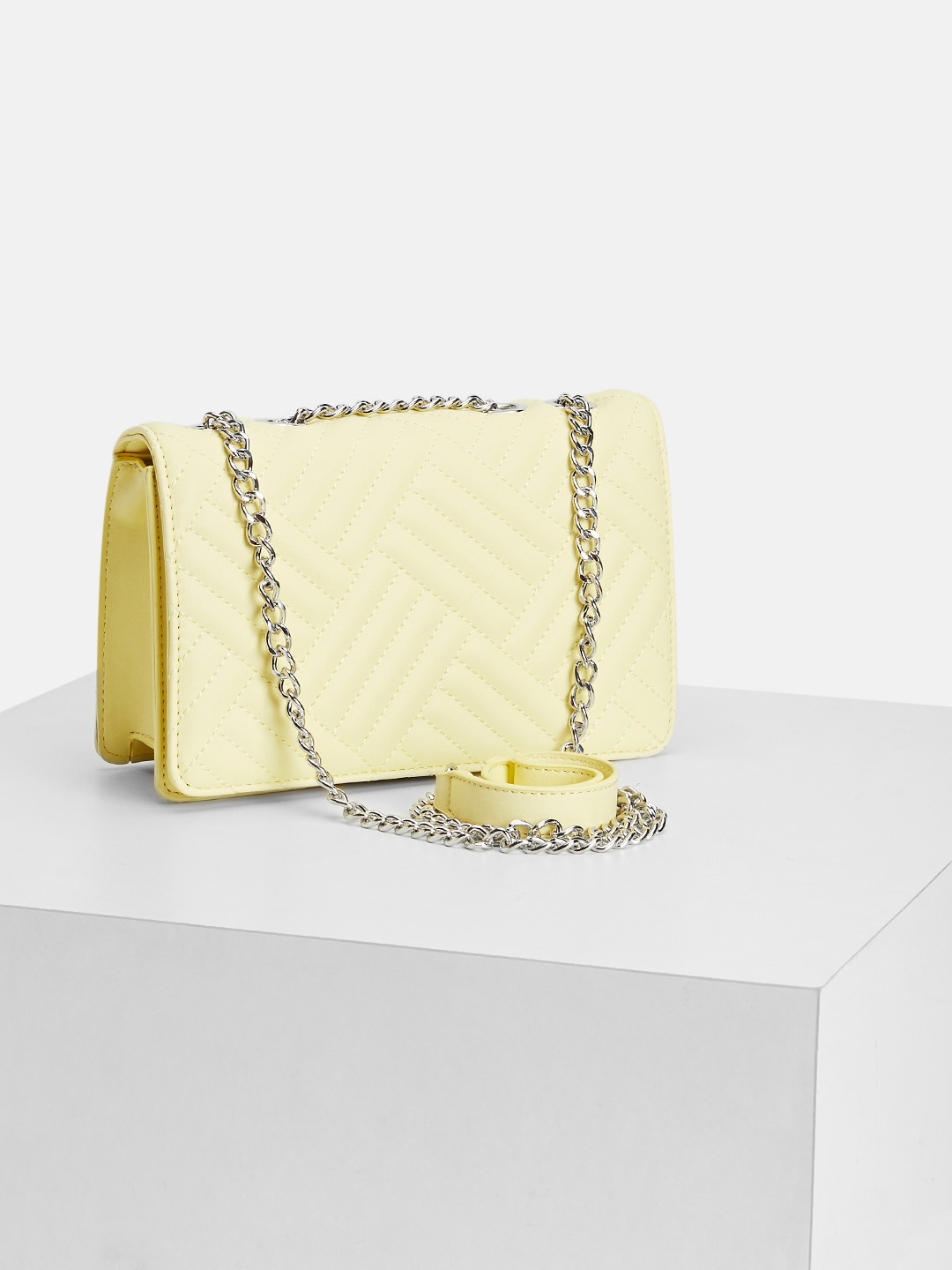 

Forever Glam by Pantaloons Quilted Structured Sling Bag, Yellow