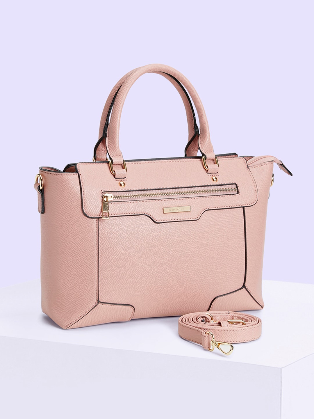 

Forever Glam by Pantaloons Oversized Structured Handheld Bag, Pink