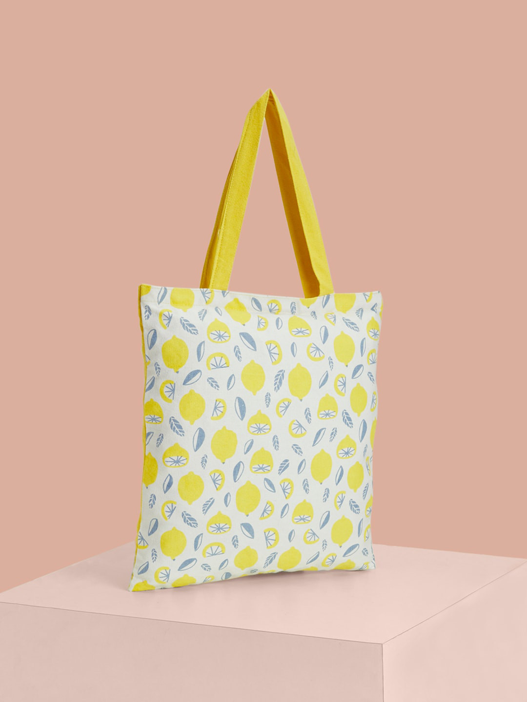 

Forever Glam by Pantaloons Printed Shopper Pure Cotton Tote Bag, Yellow