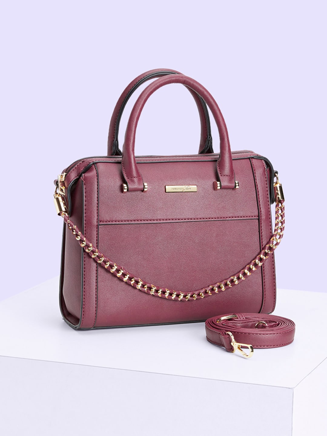 

Forever Glam by Pantaloons Purple PU Swagger Handheld Bag with Fringed