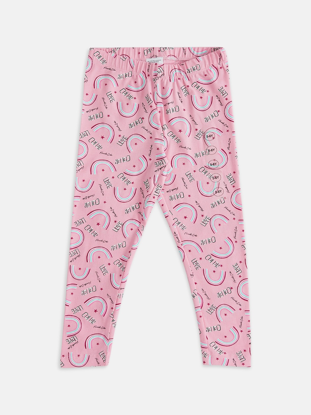 

Pantaloons Junior Girls Printed Cotton Ankle Length Leggings, Pink