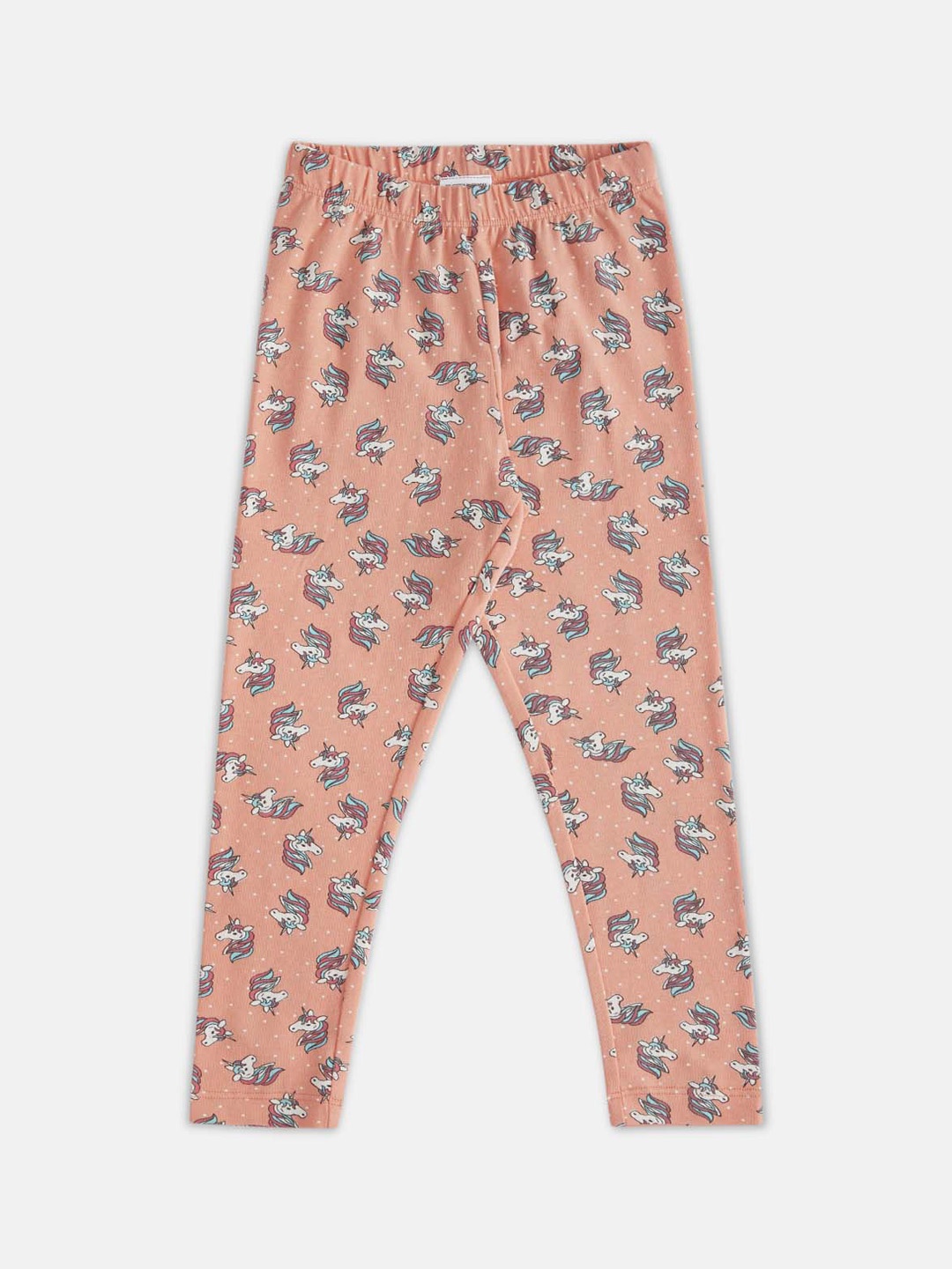 

Pantaloons Junior Girls Unicorn Printed Ankle-Length Cotton Leggings, Peach