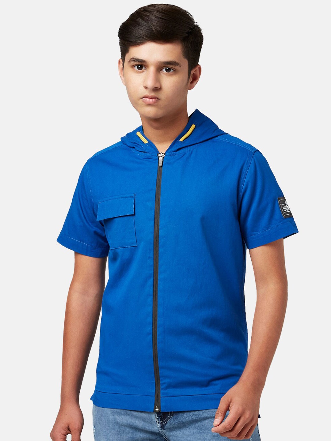 

Coolsters by Pantaloons Boys Hooded Neck Cotton Casual Shirt, Blue