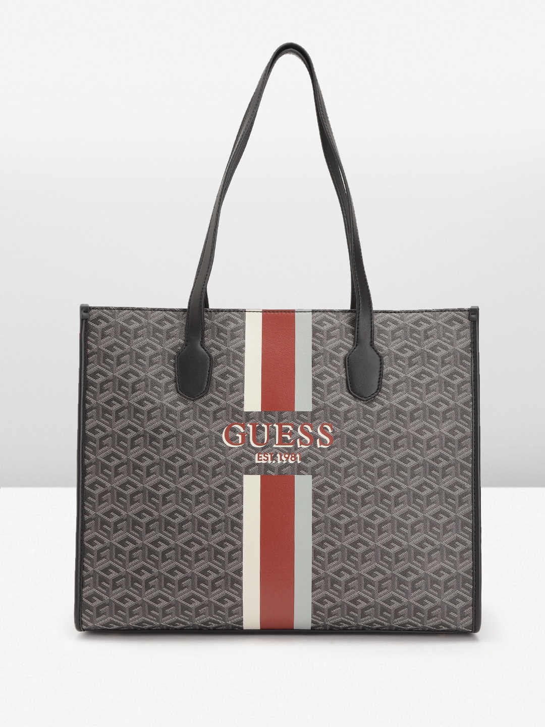 

GUESS Women Printed Structured Shoulder Bag, Black