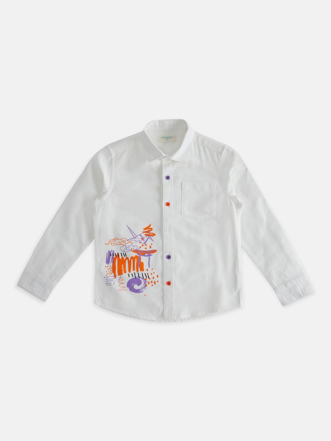

Pantaloons Junior Boys Graphic Printed Cotton Casual Shirt, White