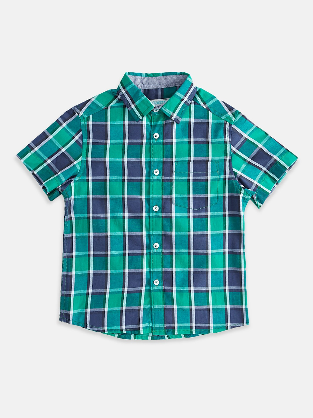 

Pantaloons Junior Boys Tartan Checked Cotton Casual Shirt, Green