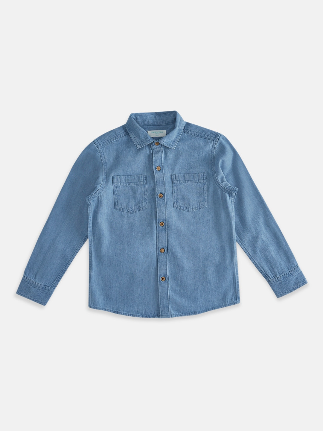 

Pantaloons Junior Boys Spread Collar Casual Cotton Shirt, Blue