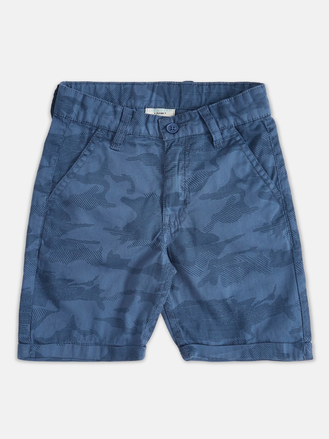 Pantaloons Junior Boys Camouflage Printed Cotton Shorts, Blue