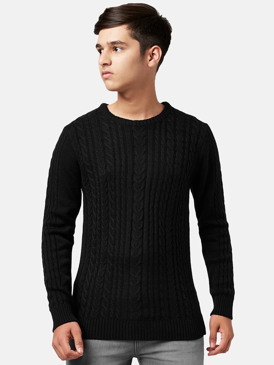 

Coolsters by Pantaloons Boys Cable Knit Self Design Acrylic Pullover, Black