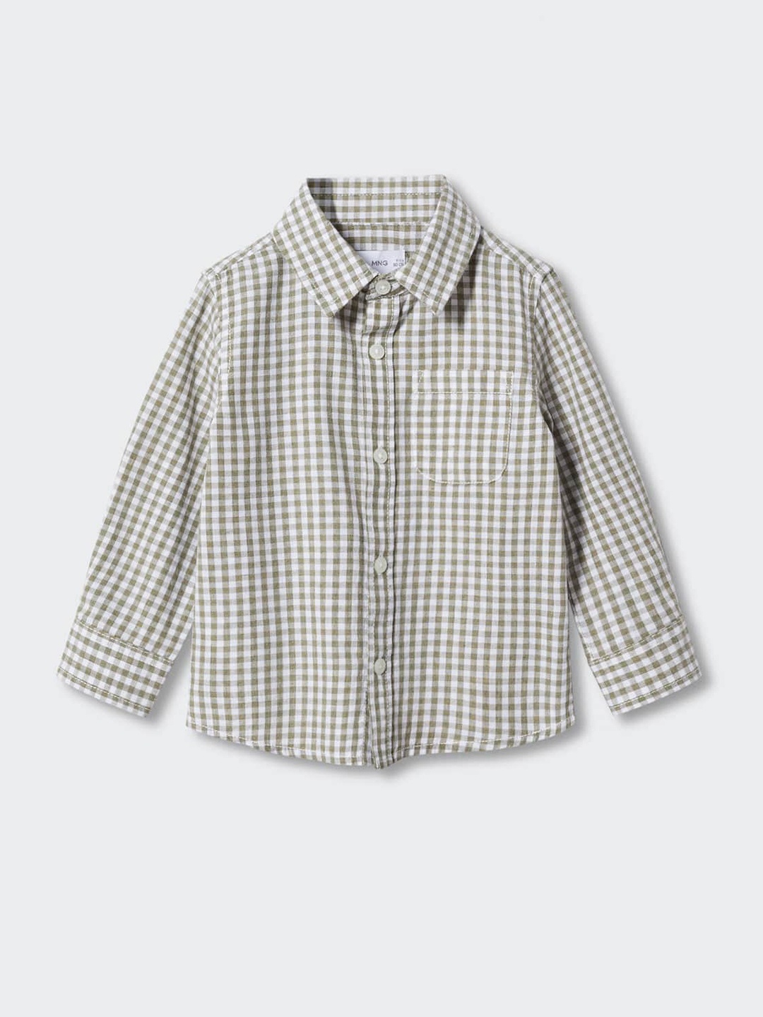 

Mango Kids Boys Pure Cotton Sustainable Gingham Checked Casual Shirt, Green