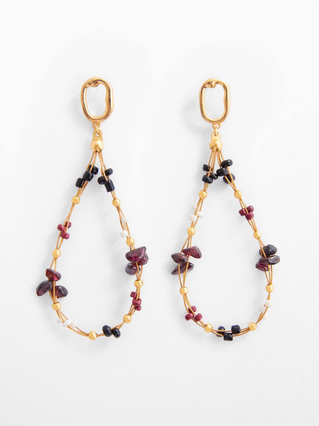 

MANGO Teardrop Shaped Beaded Drop Earrings, Gold