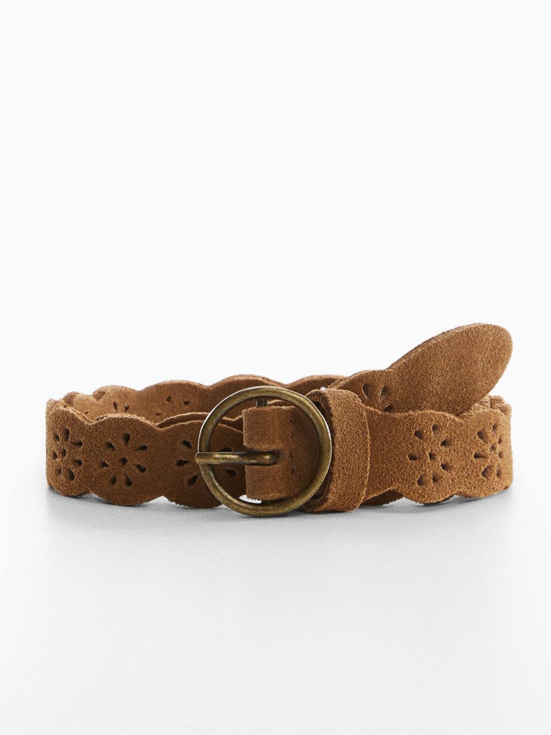 

Mango Kids Girls Laser Cut Leather Belt, Brown