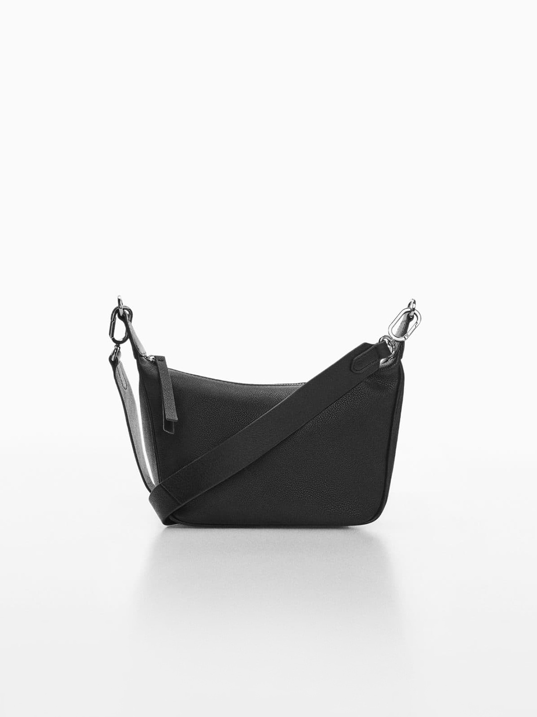 

MANGO Leather Sustainable Structured Sling Bag, Black