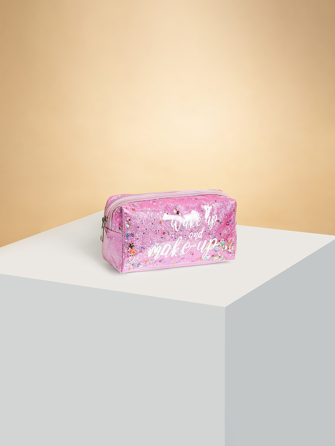 

Forever Glam by Pantaloons Typography Printed Embellished Travel Pouch, Pink