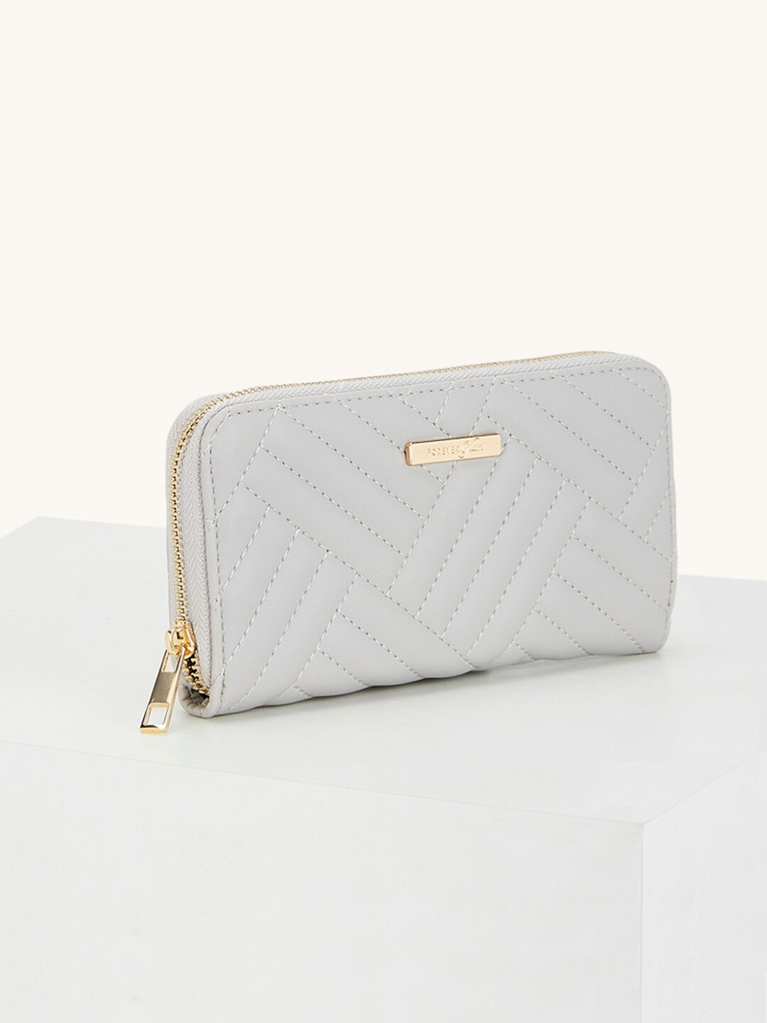 

Forever Glam by Pantaloons Women Textured Zip Around Wallet, Grey
