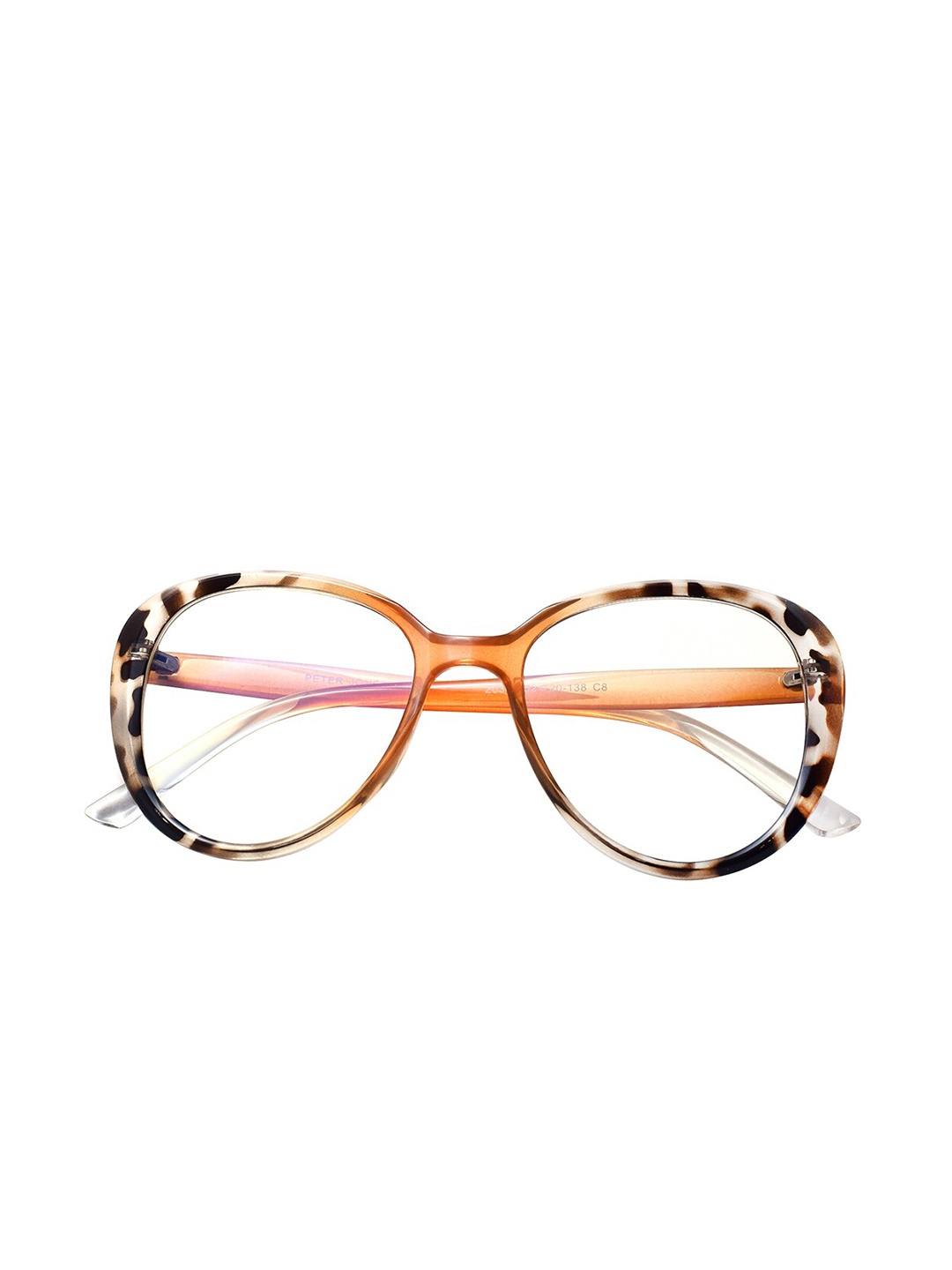 

Peter Jones Eyewear Women Abstract Full Rim Light Blocking Oversized Glasses, Brown