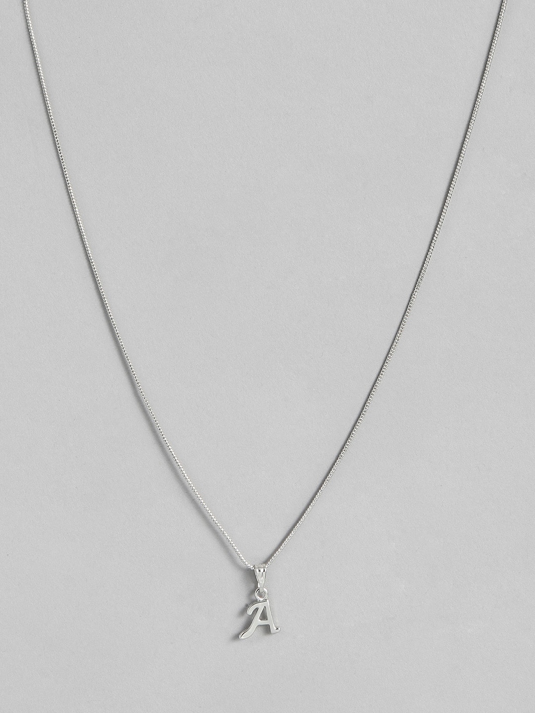 

Estele Rhodium-Plated Initial A Pendant With Chain, Silver