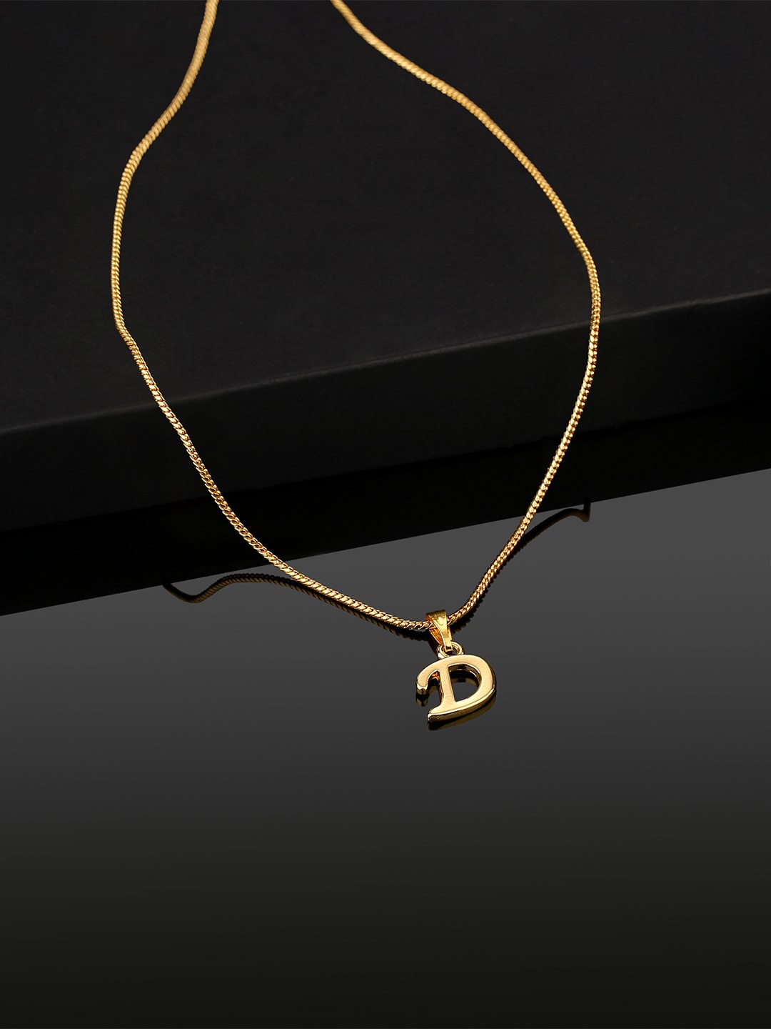 

Estele Gold-Plated Initial D Shaped Pendant With Chain