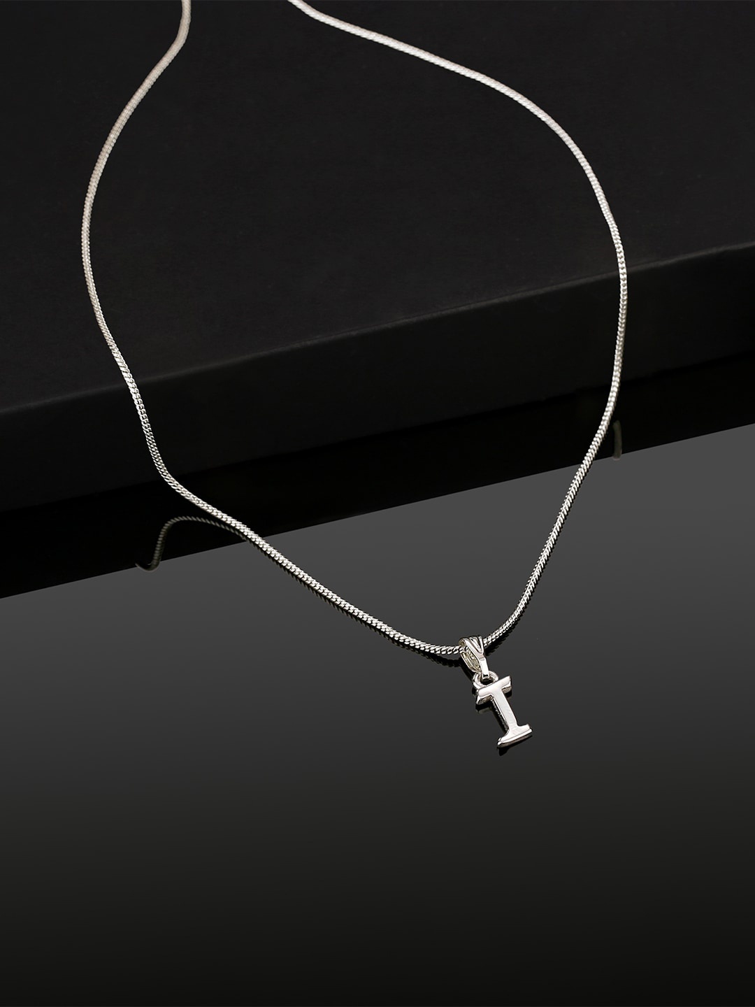 

Estele Rhodium-Plated Initial I Pendant With Chain, Silver