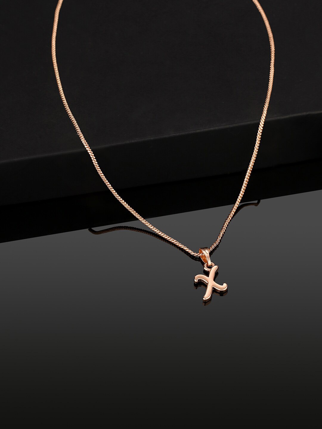 

Estele Rose Gold-Plated X-Letter Charm Alloy Pendant With Chain