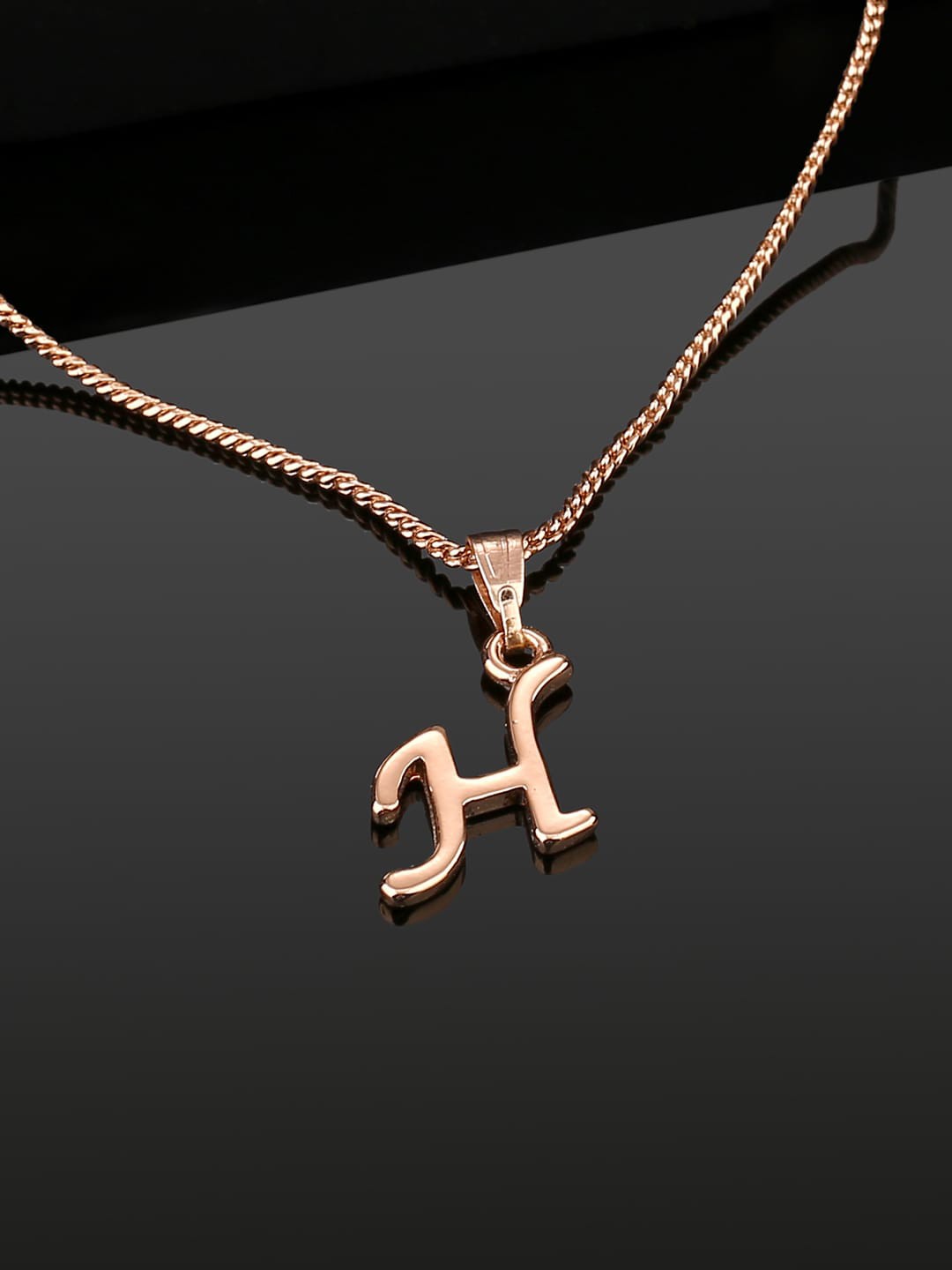 

Estele Rose Gold-Plated Alphabet H Pendant With Chain