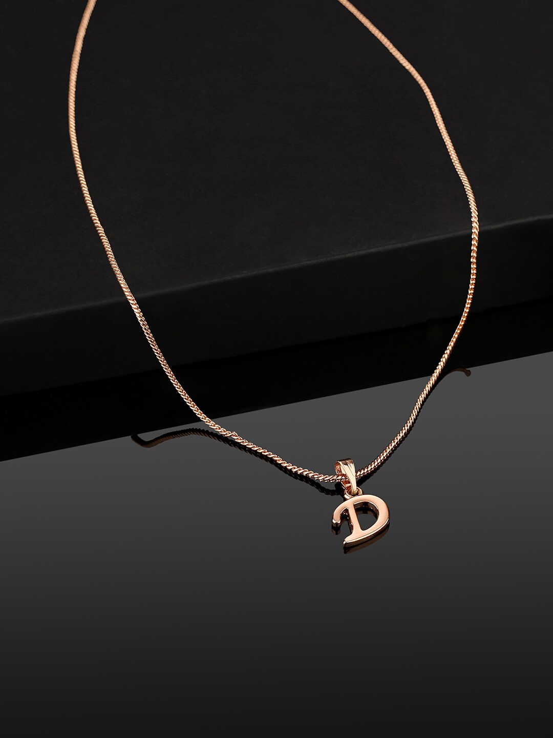 

Estele Rose Gold-Plated Initial D Shaped Pendant With Chain