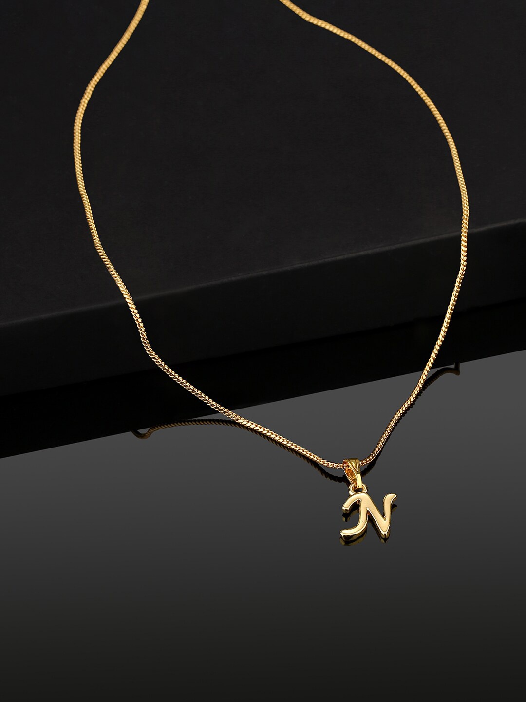 

Estele Gold-Plated N-Letter Charm Alloy Pendant With Chain