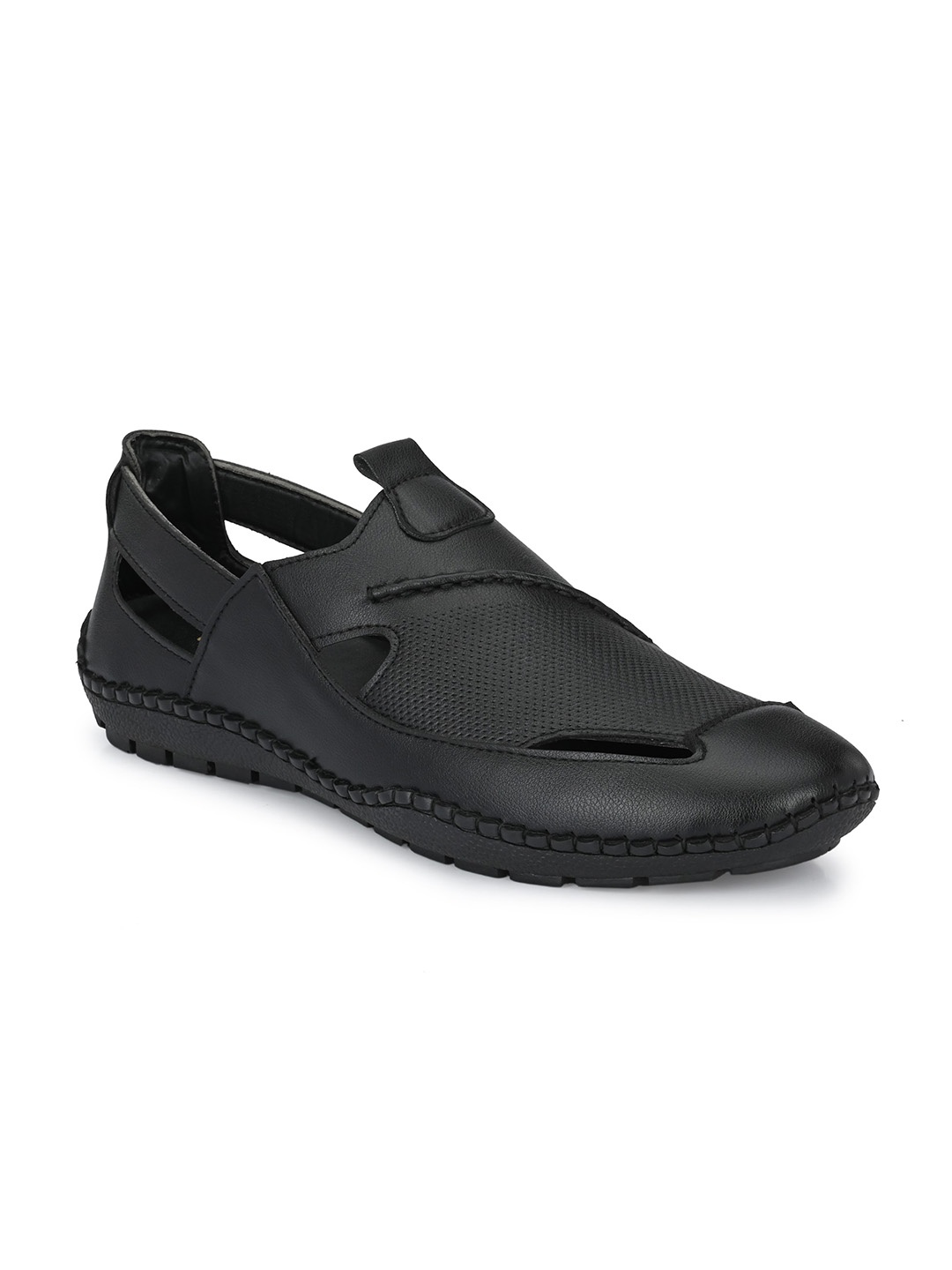 

MENGLER Men Textured Mojaris, Black