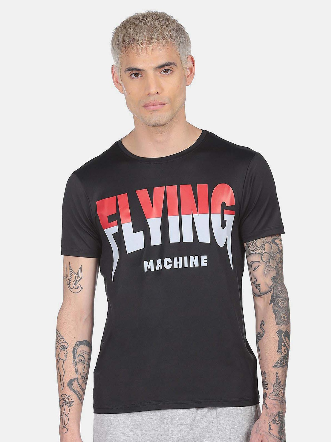 

Flying Machine Typography Printed T-shirt, Black