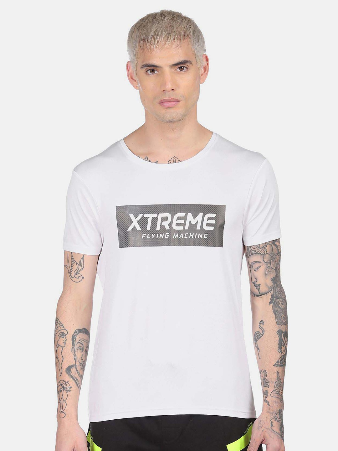 

Flying Machine Typography Printed Round Neck T-shirt, White