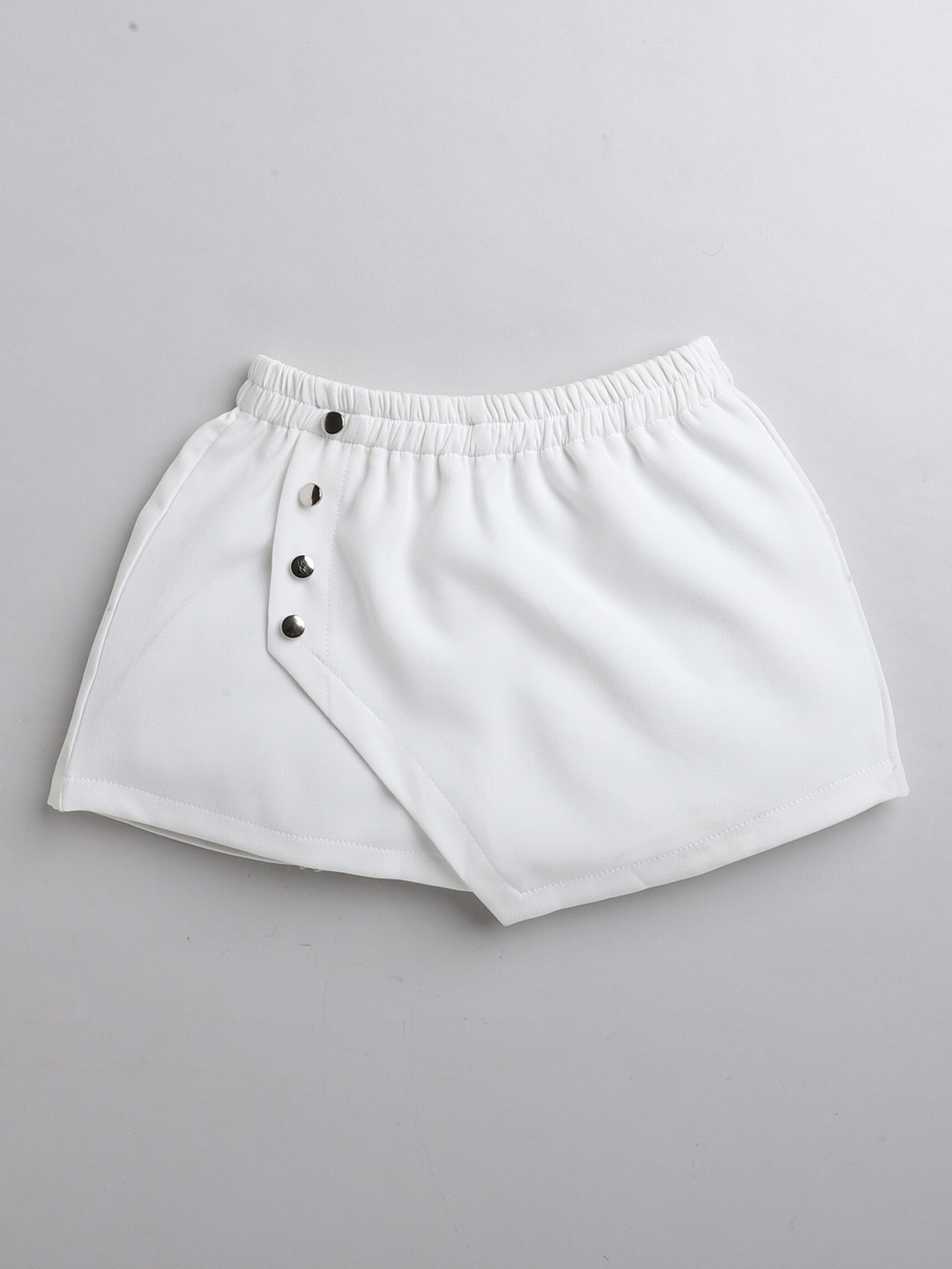 

AWW HUNNIE Girls Loose Fit Low-Rise Asymmetric Skorts, White