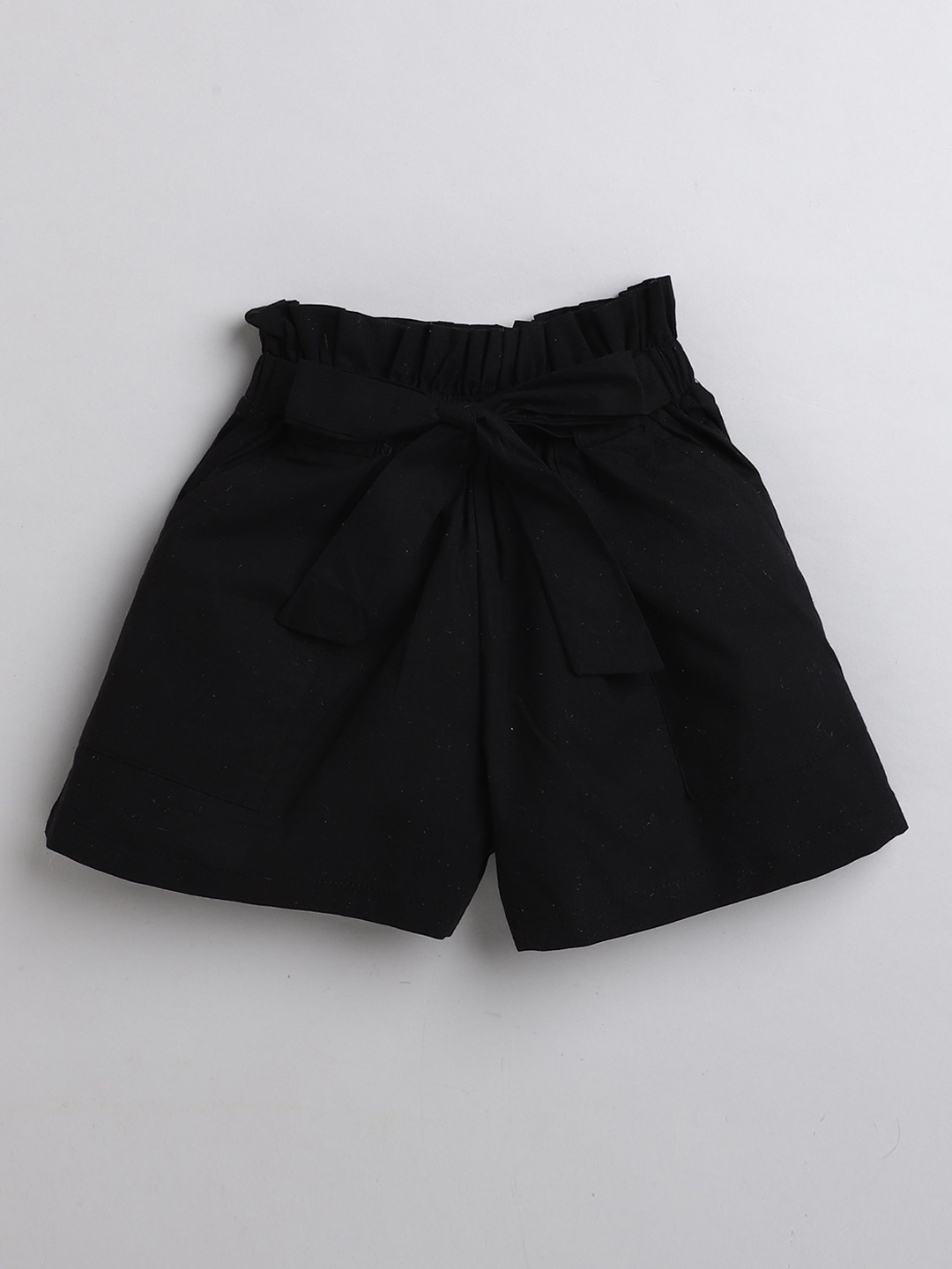 

AWW HUNNIE Girls High-Rise Cotton Cambric Shorts, Black