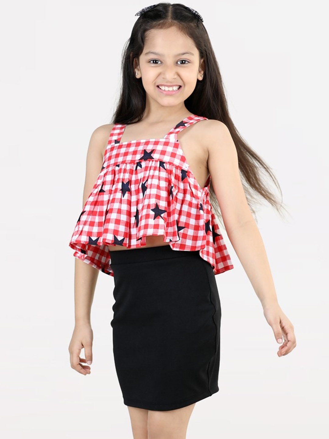 

AWW HUNNIE Girls Pencil Knee-Length Skirt With Back Slit, Black