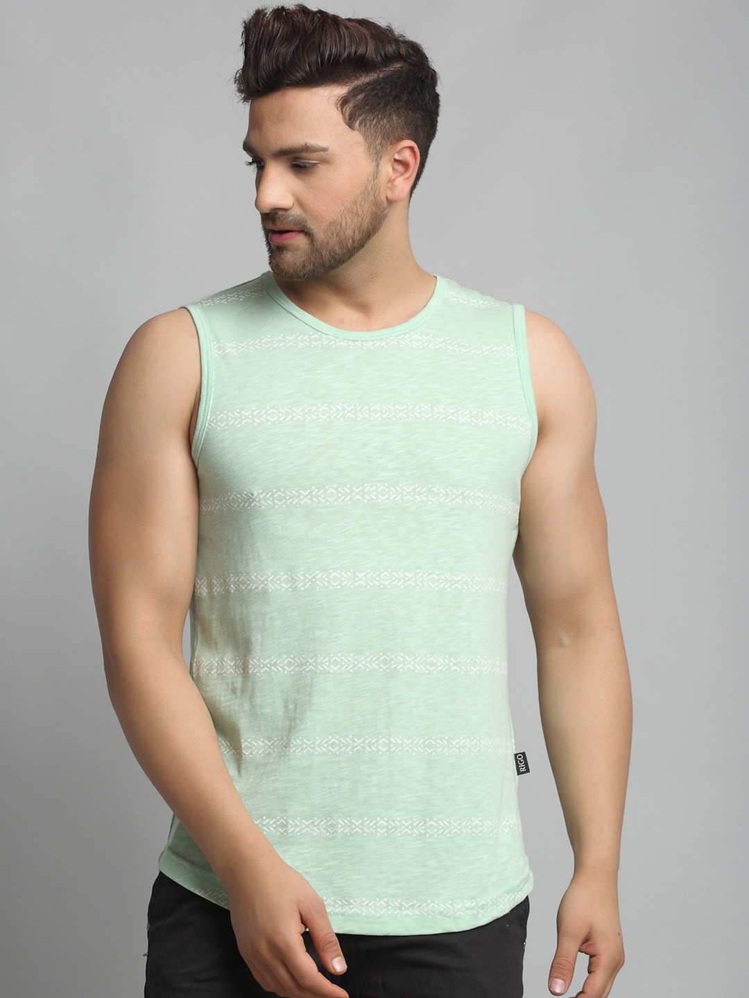 

Rigo Striped Slim-Fit Cotton Innerwear Tank Vest, Green