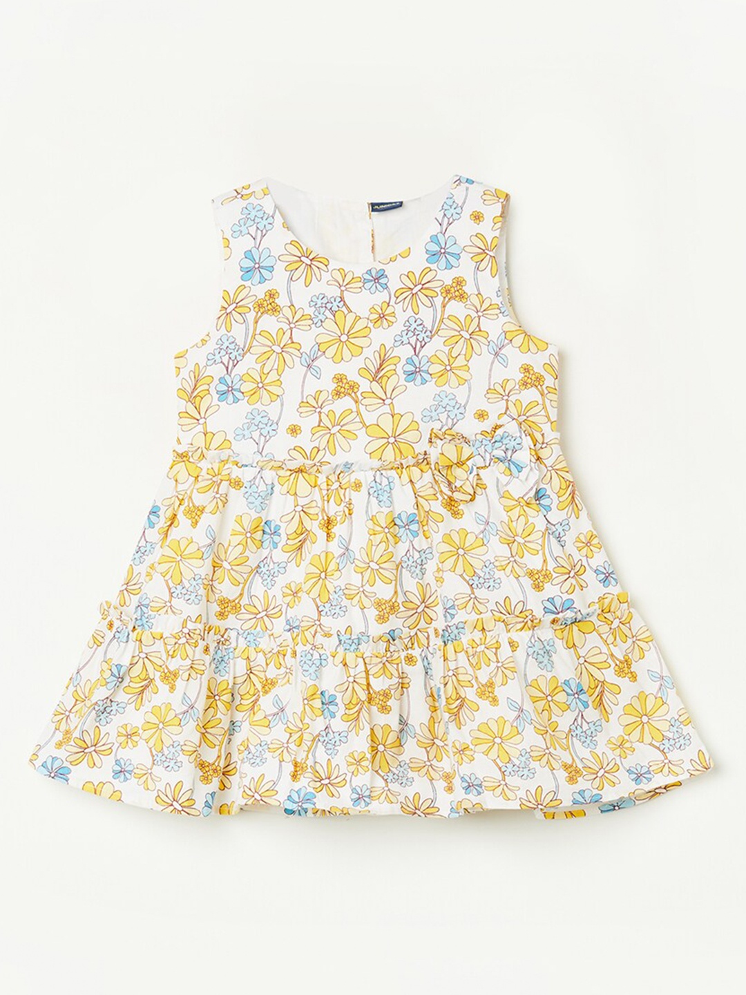 

Juniors by Lifestyle Girls Tiered Floral Printed A-line Midi Cotton Dress, White