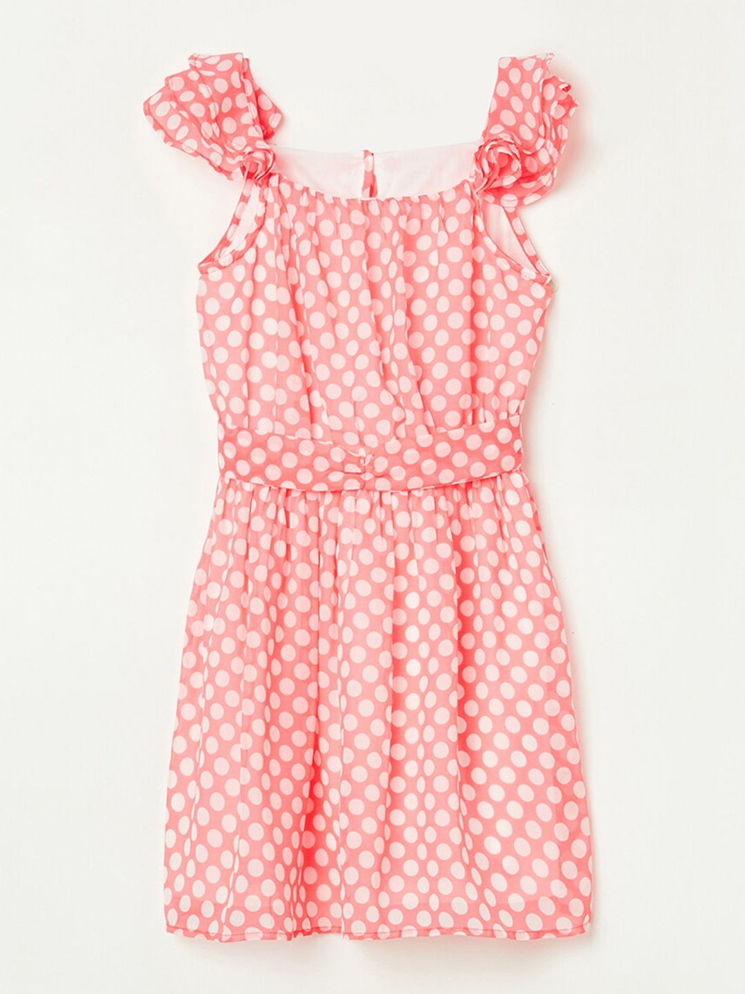

Fame Forever by Lifestyle Girls Polka Dots Printed A-Line Dress, Peach