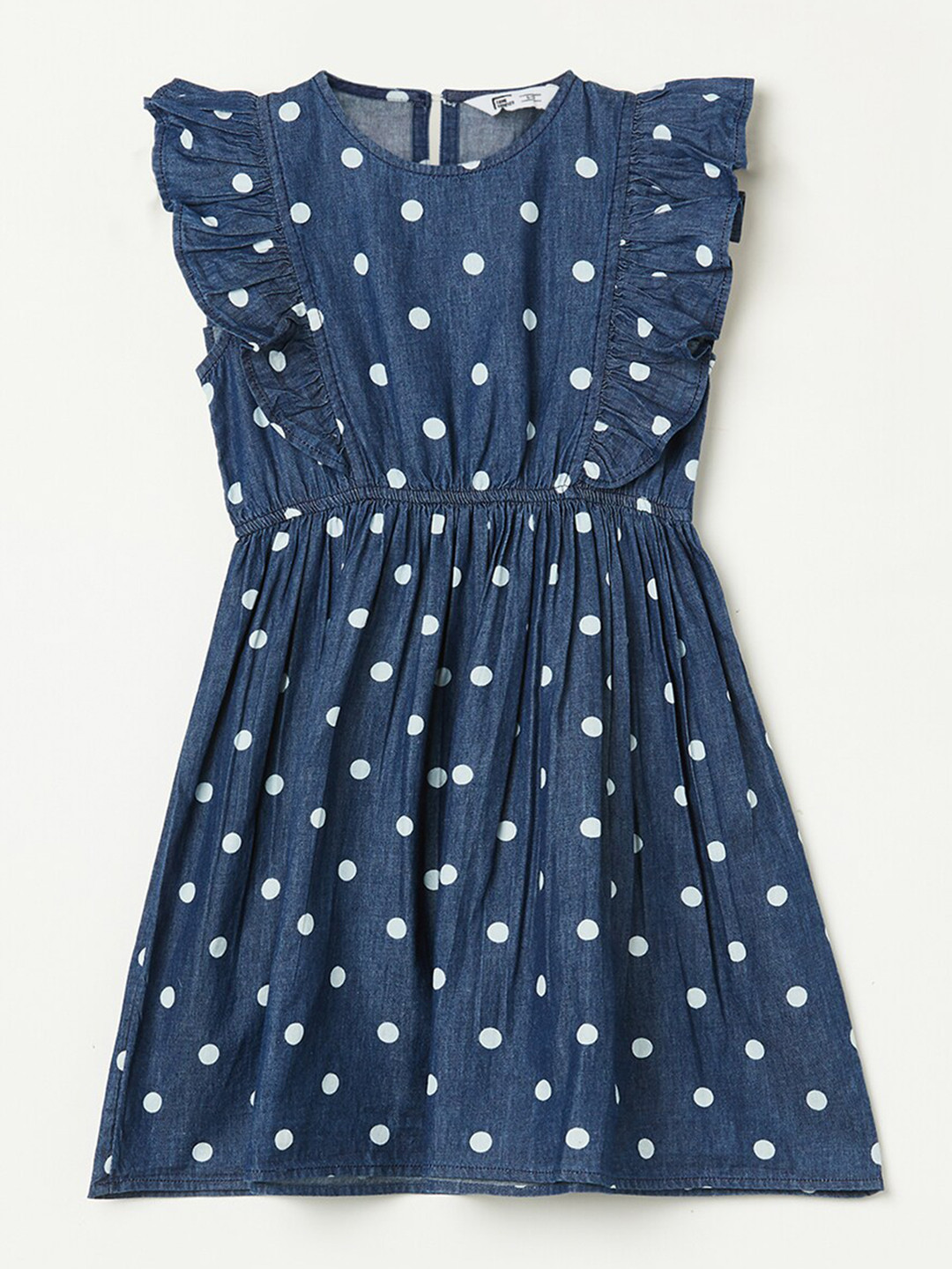 

Fame Forever by Lifestyle Girls Polka Dots Printed Pure Cotton A-line Dress, Blue