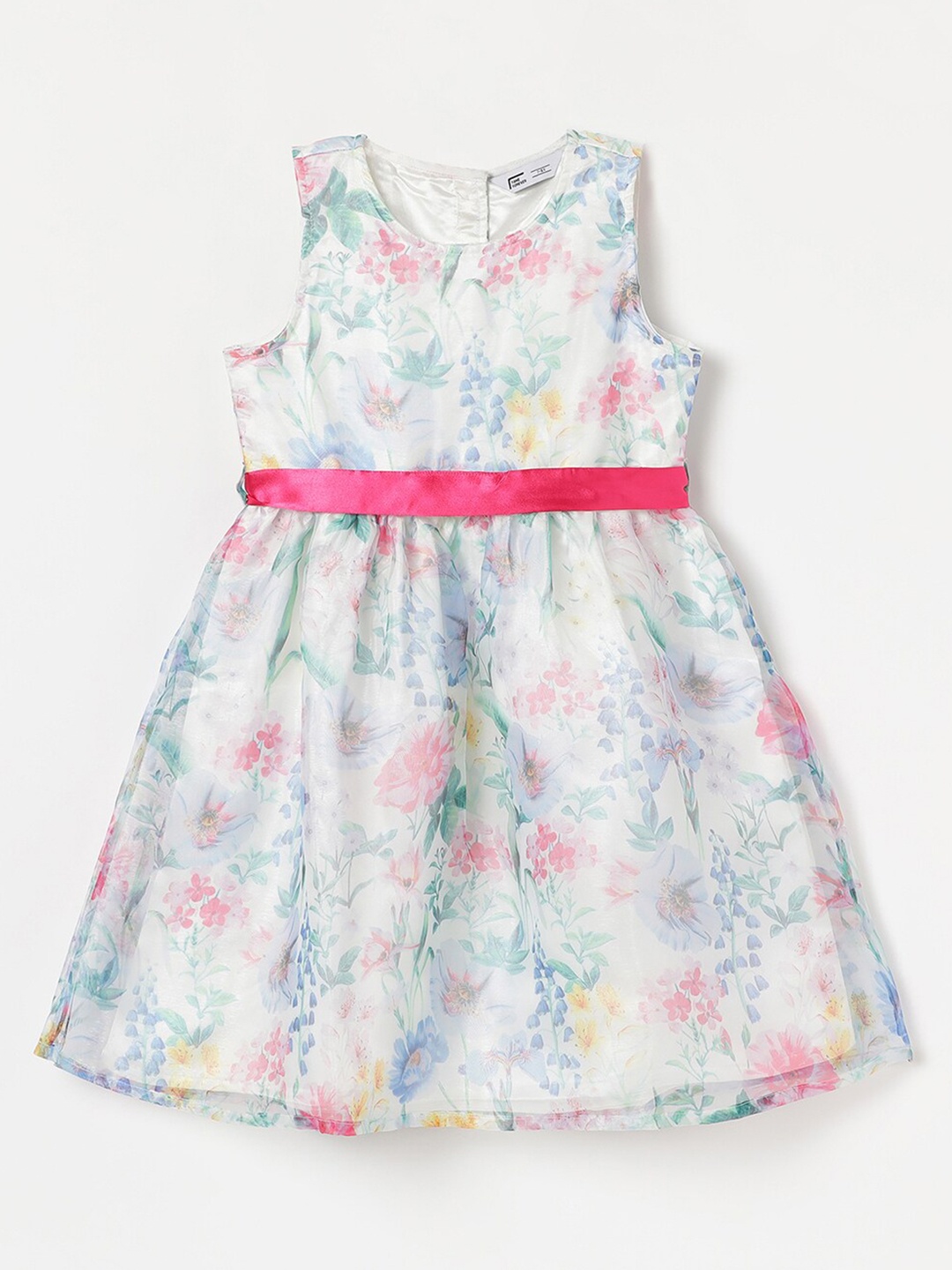 

Fame Forever by Lifestyle Girls Floral Printed Belted A-Line Dress, White