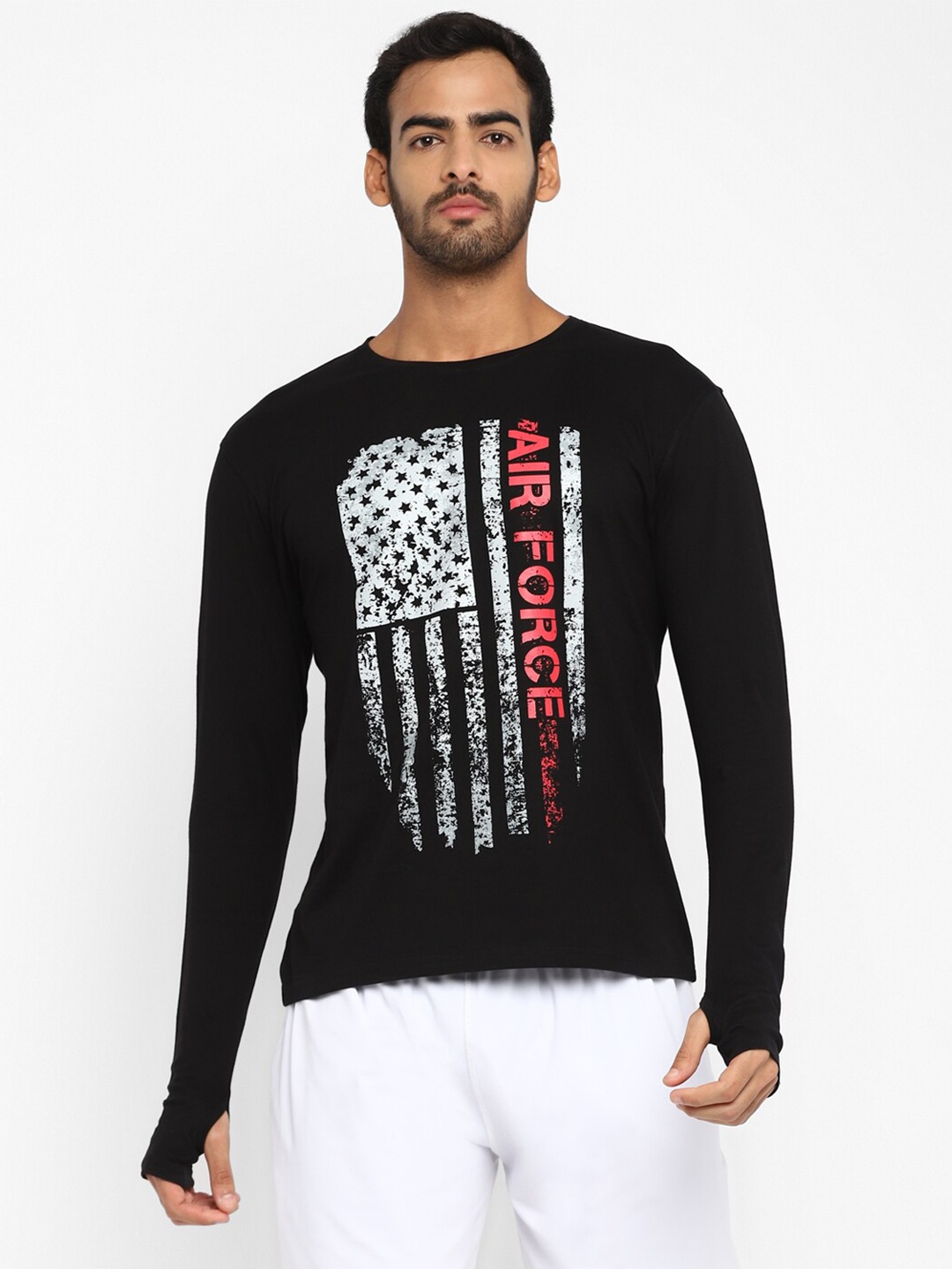 

appulse Graphic Printed Long Sleeve Cotton T-shirt, Black
