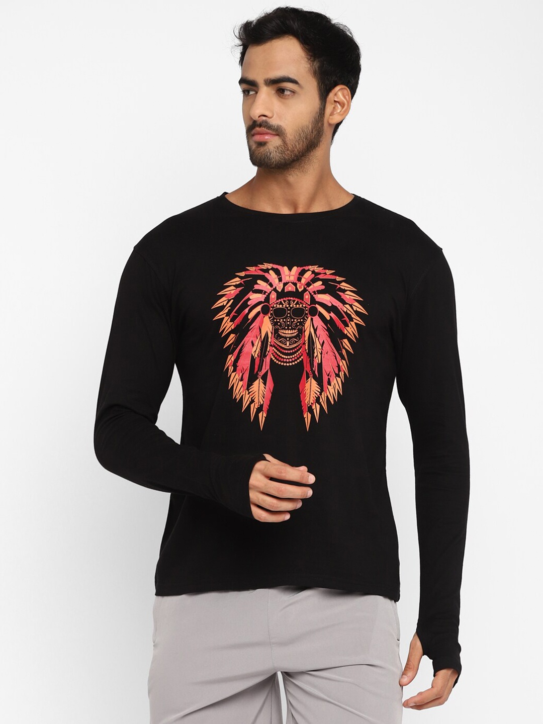 

appulse Men Graphic Printed Cotton Sports Relaxed Fit T-shirt, Black