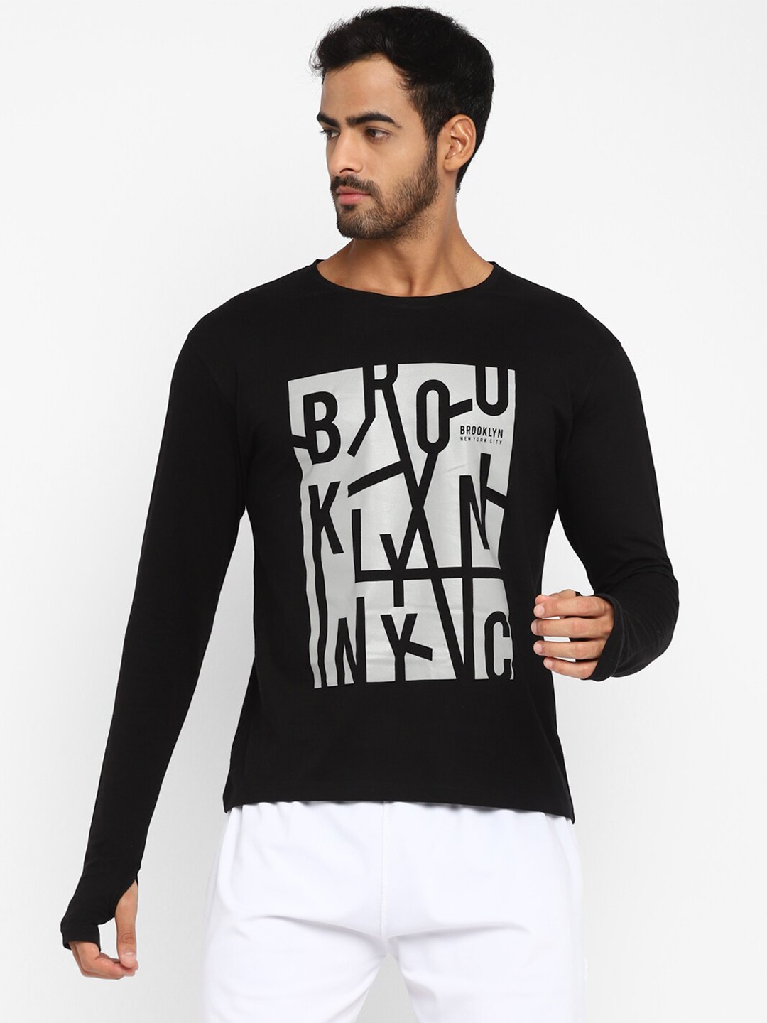 

appulse Typography Printed Cotton Running T-shirt, Black