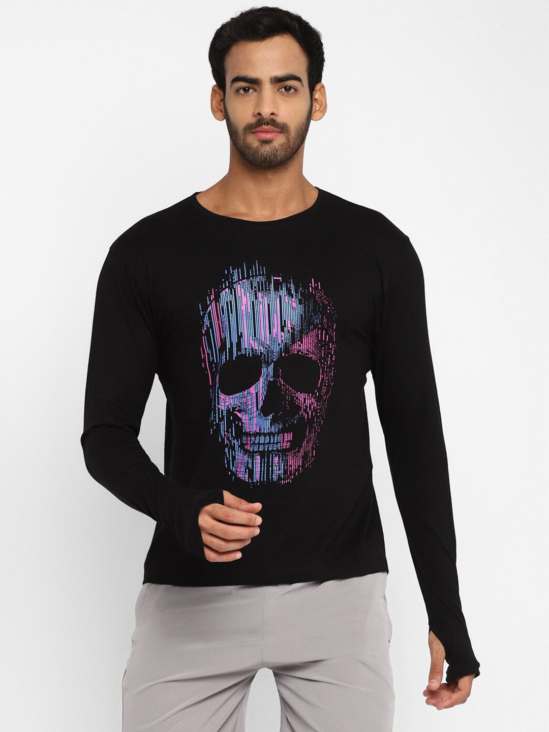 

appulse Printed Cotton Running T-shirt, Black