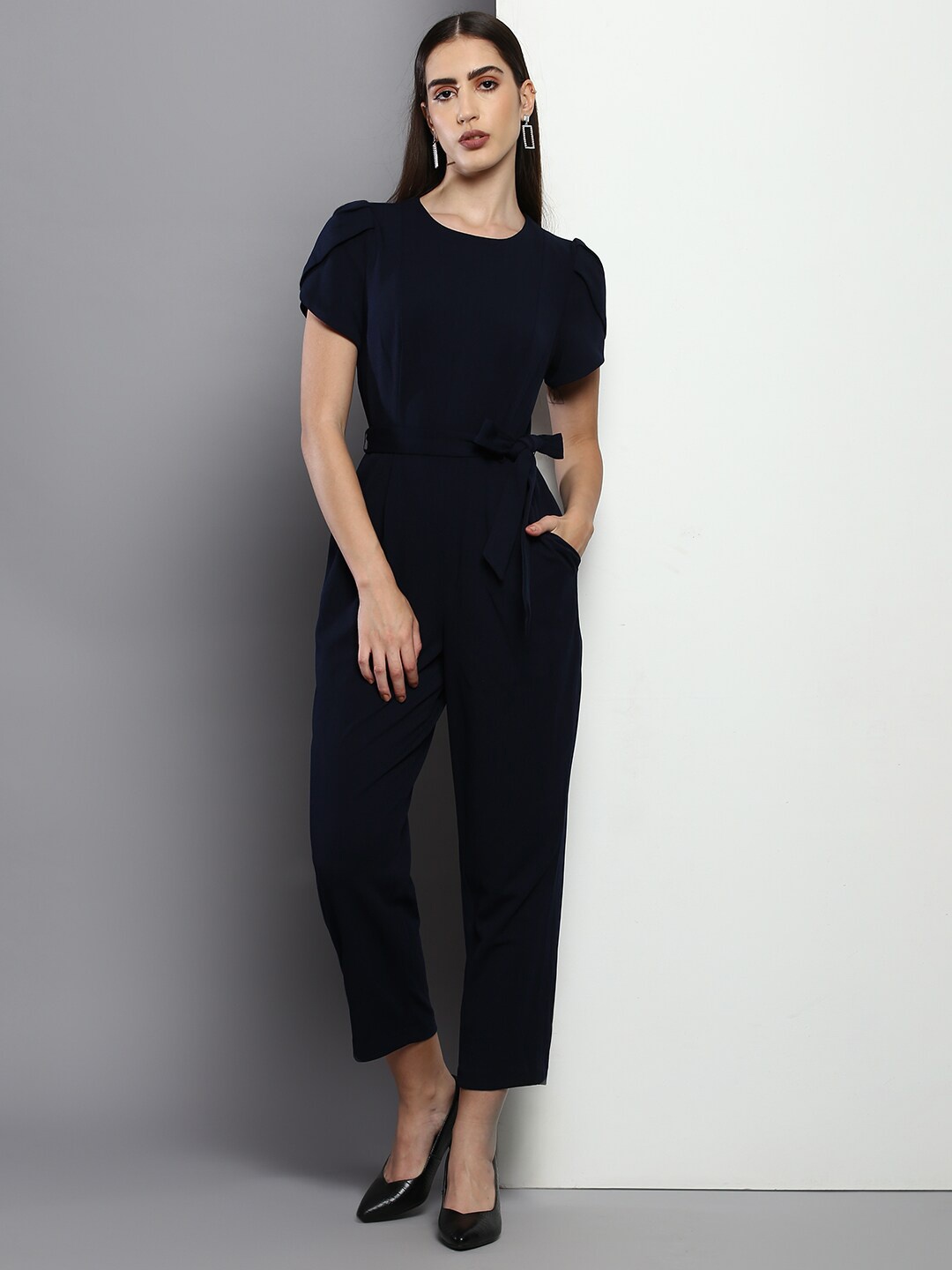 

Calvin Klein Jeans Waist Tie-Up Basic Jumpsuit, Blue