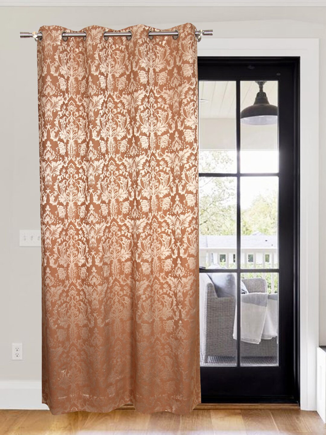 

Home Brown & Cream Ethnic Motifs Jacquard Room Darkening Long Door Curtain