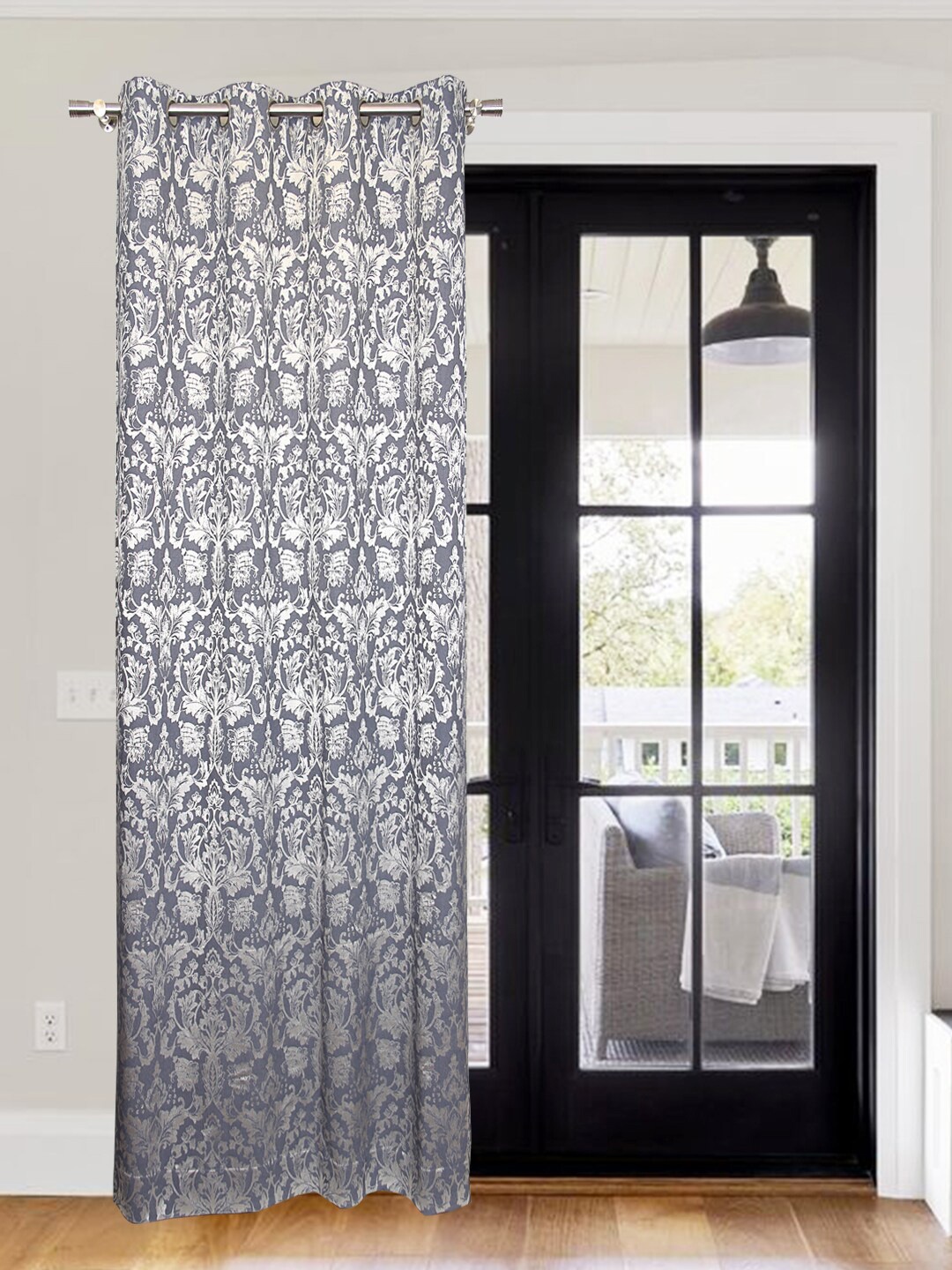 

Home Blue & Off White Ethnic Motifs Jacquard Room Darkening Door Curtain